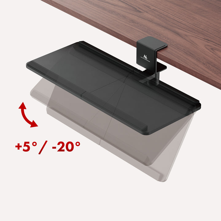 Suporte de teclado Maclean para secretária, carga máxima de 5 kg, ajustável horizontal e verticalmente, preto, MC-108 B