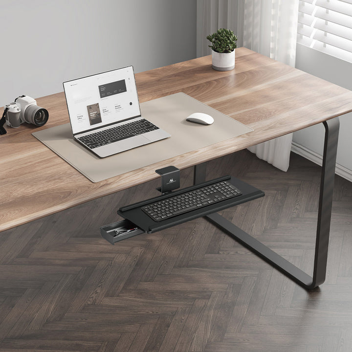 Suporte de teclado Maclean para secretária, carga máxima de 5 kg, ajustável horizontal e verticalmente, preto, MC-108 B