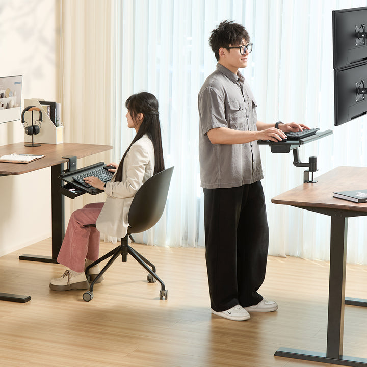 Suporte de teclado Maclean para secretária, carga máxima de 5 kg, ajustável horizontal e verticalmente, preto, MC-108 B