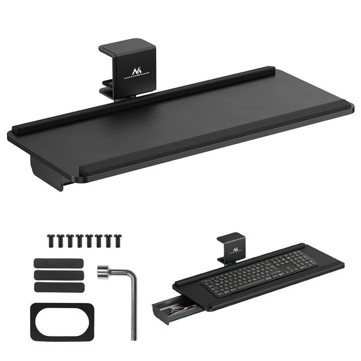 Suporte de teclado Maclean para secretária, carga máxima de 5 kg, ajustável horizontal e verticalmente, preto, MC-108 B