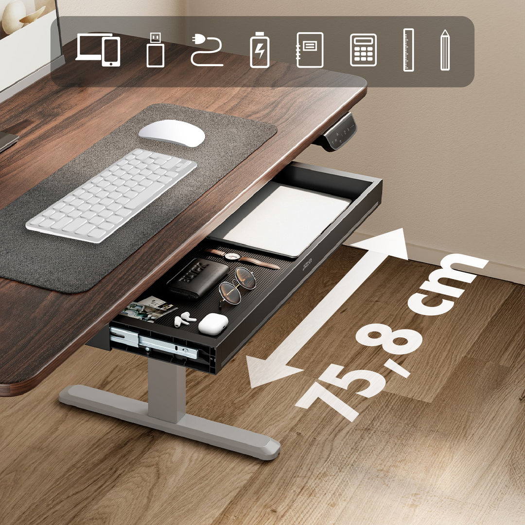 Cajón plano para escritorio Ergo Office, ancho 758 mm, carga máxima 10 kg, negro, ER-302 B