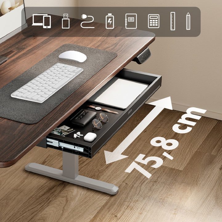 Cajón plano para escritorio Ergo Office, ancho 758 mm, carga máxima 10 kg, negro, ER-302 B