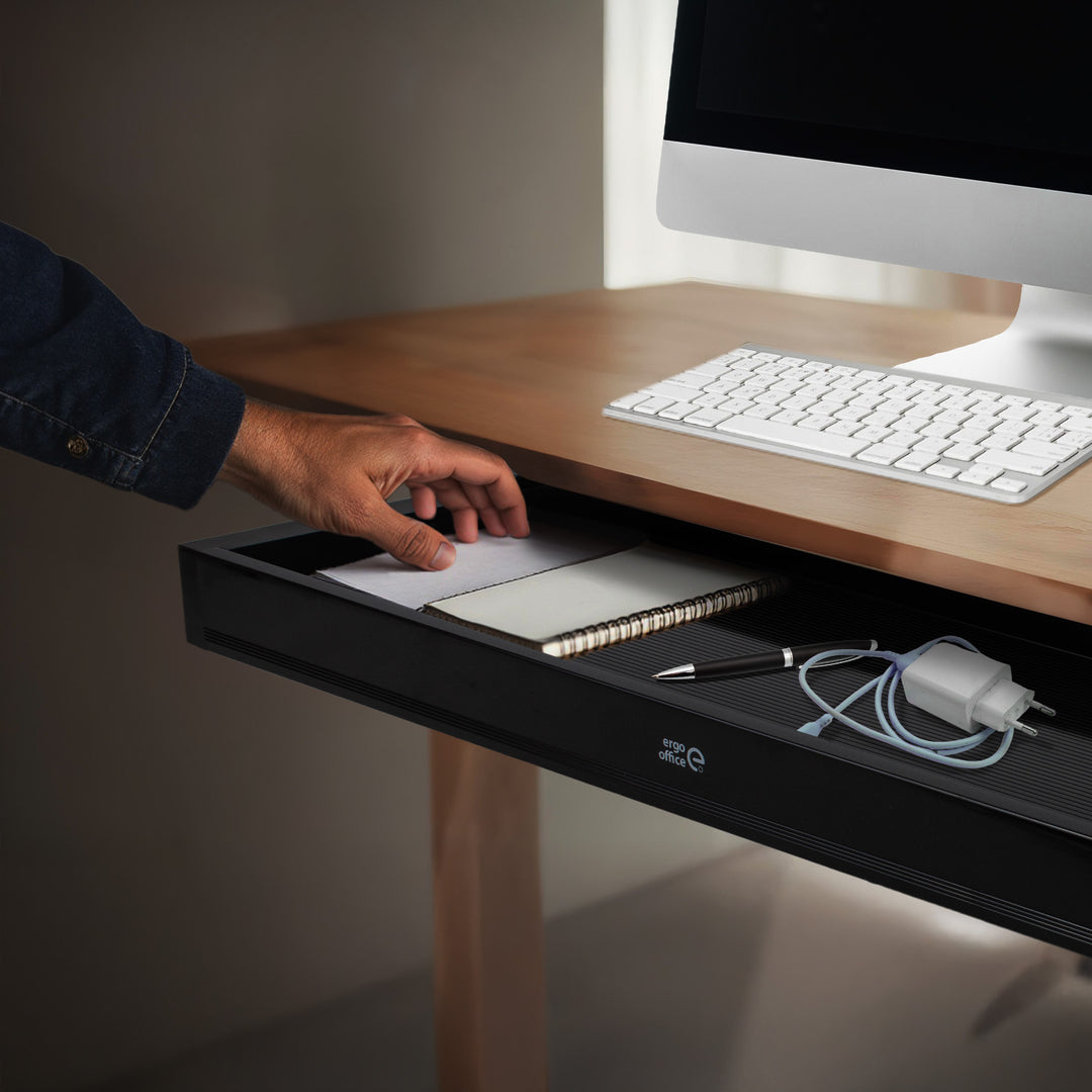 Cajón plano para escritorio Ergo Office, ancho 758 mm, carga máxima 10 kg, negro, ER-302 B