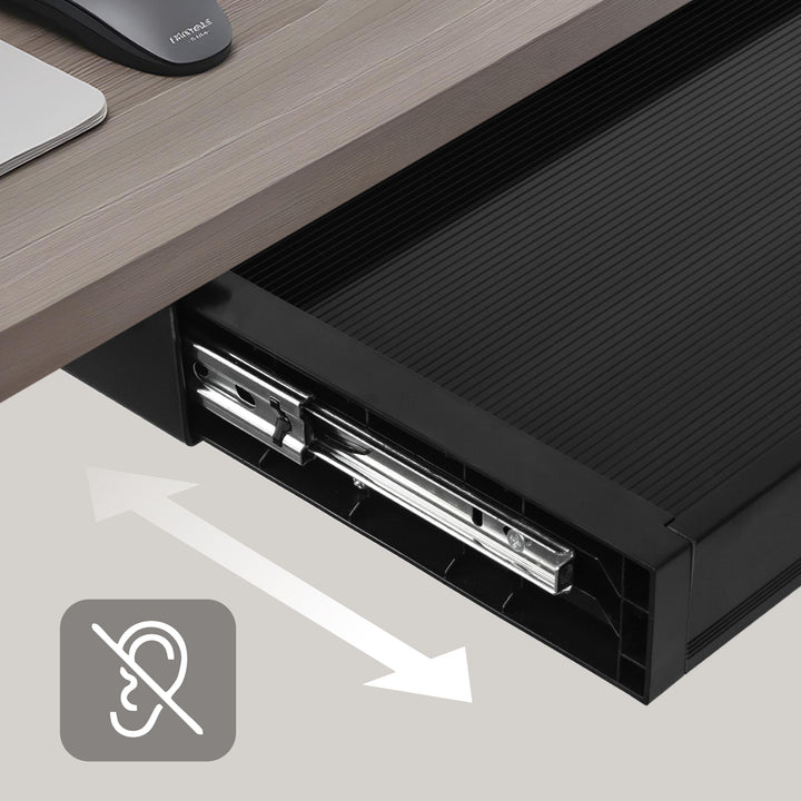 Cajón plano para escritorio Ergo Office, ancho 758 mm, carga máxima 10 kg, negro, ER-302 B