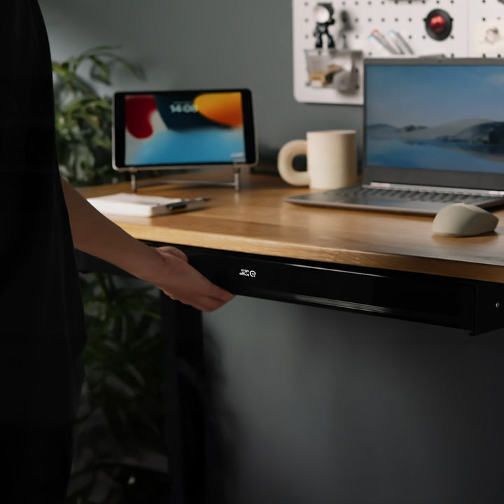 Cajón plano para escritorio Ergo Office, ancho 758 mm, carga máxima 10 kg, negro, ER-302 B