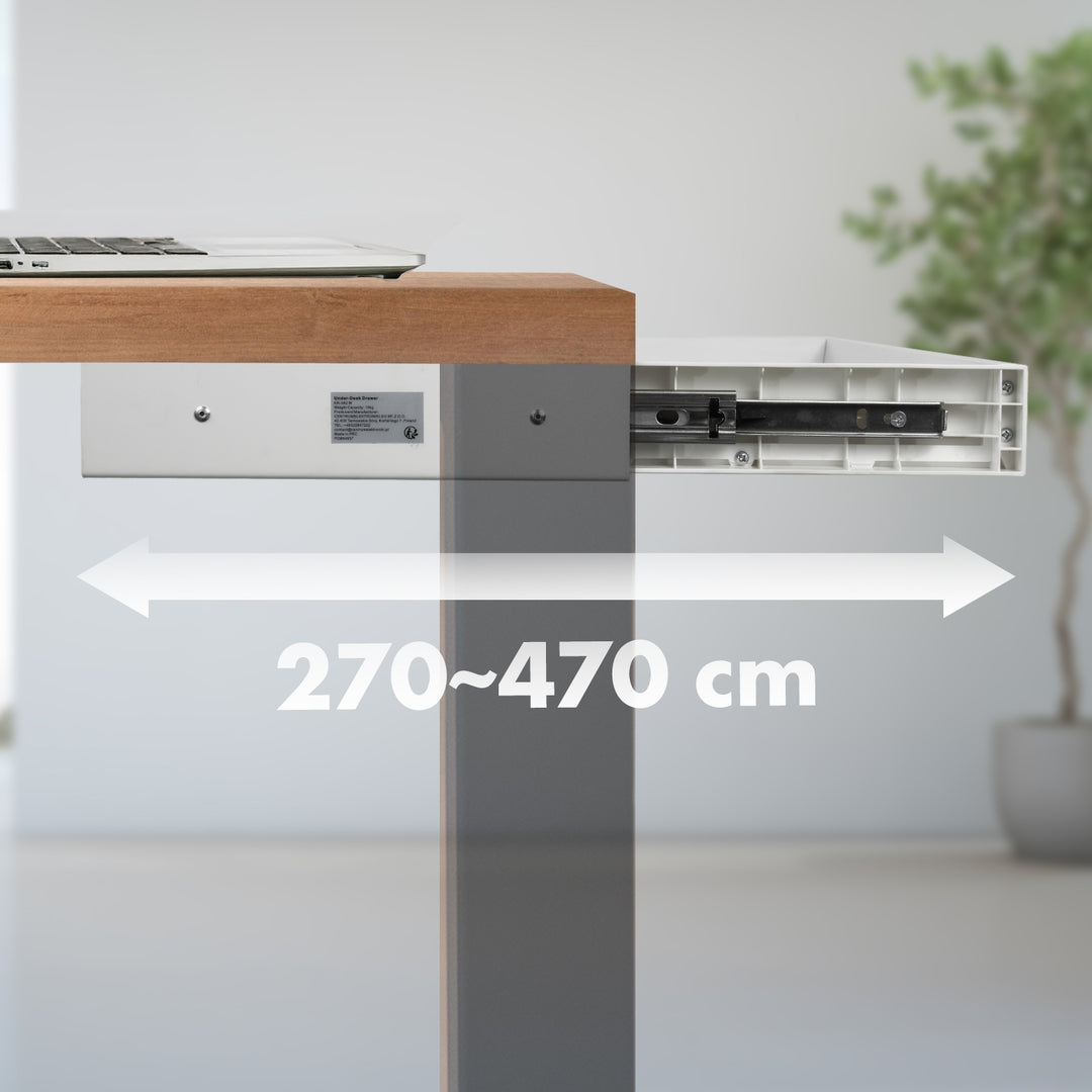 Cajón plano para escritorio Ergo Office, ancho 758 mm, carga máxima 10 kg, blanco, ER-302 W