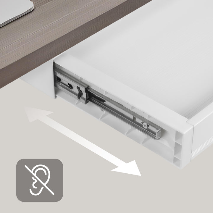 Cajón plano para escritorio Ergo Office, ancho 758 mm, carga máxima 10 kg, blanco, ER-302 W