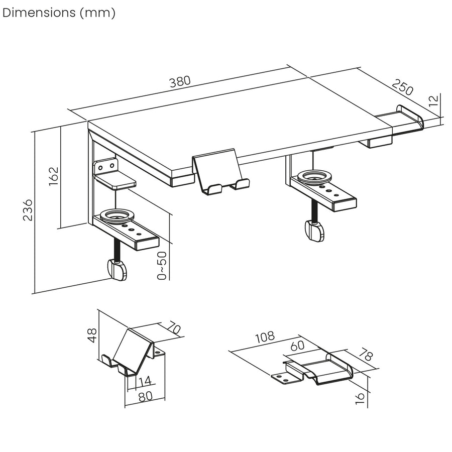Suporte para portátil/monitor Ergo Office, carga máxima de 20 kg, para portáteis de 13 a 32 pol., preto, ER-303 B