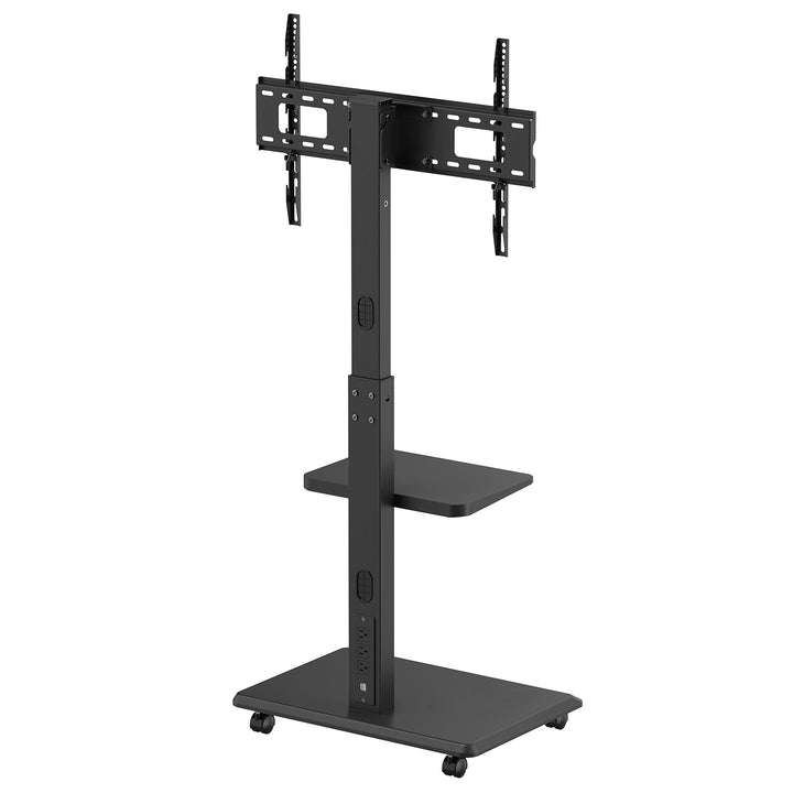 Soporte de TV / carro Ergo-Office, carga máx. 50 kg / estante de 5 kg, máx. VESA 600x400, regleta de enchufes integrada, negro, ER-304 B VESA 600x400, regleta de enchufes integrada, negro, ER-304 B