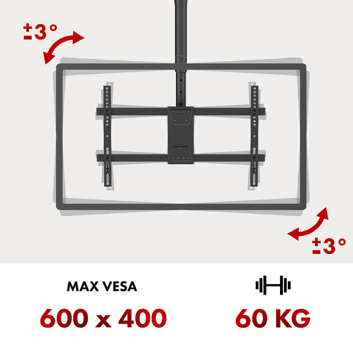 Soporte de techo para TV Maclean, carga máx. 60 kg, 43-86", VESA máx. 600x400, MC-112 B