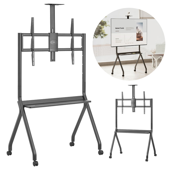 Suporte/carrinho TV Maclean, prateleira para câmara, com rodas, 55-100", carga máxima 120 kg/prateleira de 10 kg, máx. VESA 900x600, preto, MC-114 B VESA 900x600, preto, MC-114 B