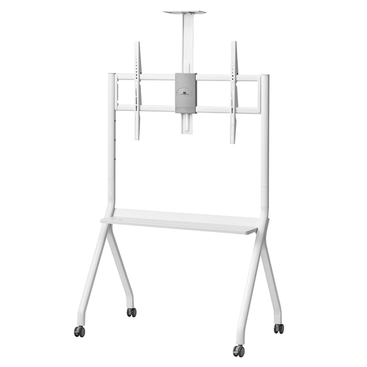 Suporte/carrinho TV Maclean, prateleira para câmara, sobre rodas, 55-100", carga máxima 120 kg/prateleira de 10 kg, VESA máx. 900x600, branco, MC-114 W