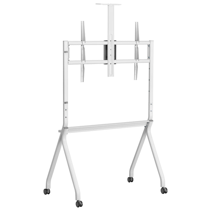 Suporte/carrinho TV Maclean, prateleira para câmara, sobre rodas, 55-100", carga máxima 120 kg/prateleira de 10 kg, VESA máx. 900x600, branco, MC-114 W