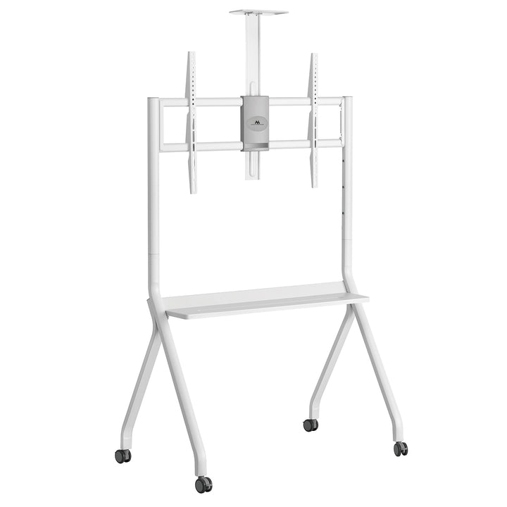 Suporte/carrinho TV Maclean, prateleira para câmara, sobre rodas, 55-100", carga máxima 120 kg/prateleira de 10 kg, VESA máx. 900x600, branco, MC-114 W