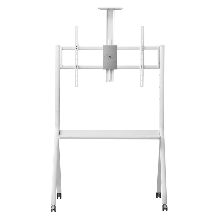 Suporte/carrinho TV Maclean, prateleira para câmara, sobre rodas, 55-100", carga máxima 120 kg/prateleira de 10 kg, VESA máx. 900x600, branco, MC-114 W