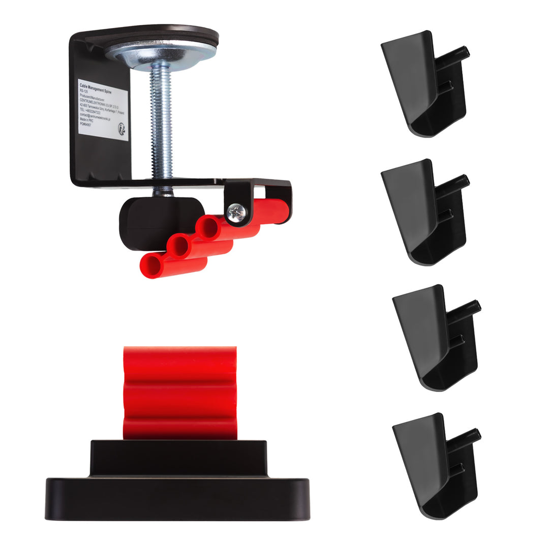 Nano RS organizador de cables de sobremesa / rejilla para cables, 1345 mm, negro y rojo, RS125