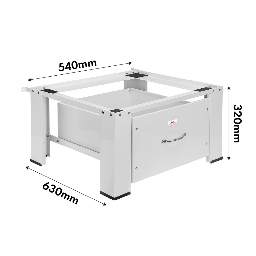 Maclean MC-117 W Base para lavadora / secadora con cajón, carga máx. 150kg, blanco