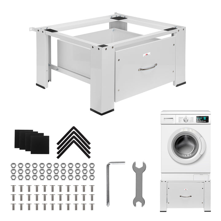 Maclean MC-117 W Base para lavadora / secadora con cajón, carga máx. 150kg, blanco