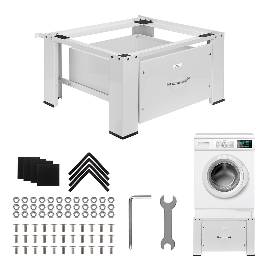 Base para máquina de lavar/secar roupa Maclean com gaveta, carga máxima de 150 kg, branca, MC-117 W