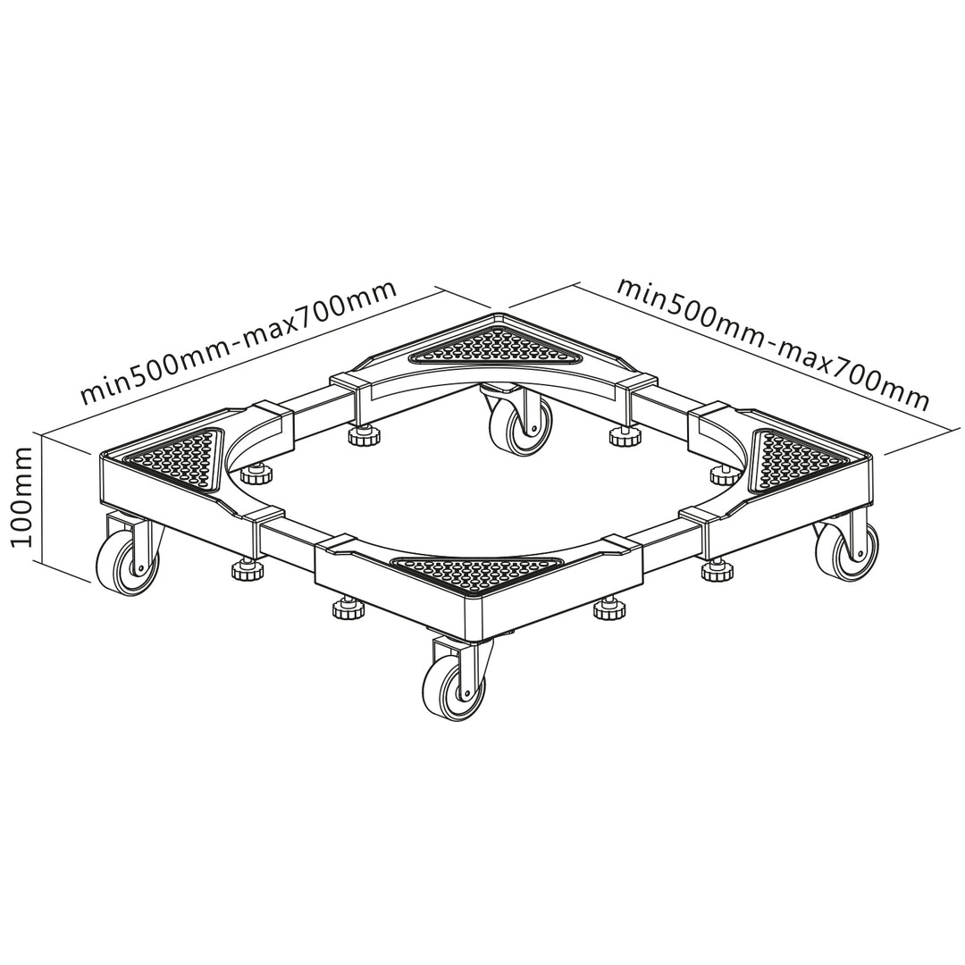 Suporte móvel para máquina de lavar roupa Maclean, com rodas de bloqueio, 500-700 mm de largura, universal, até 200 kg, MC-118 B