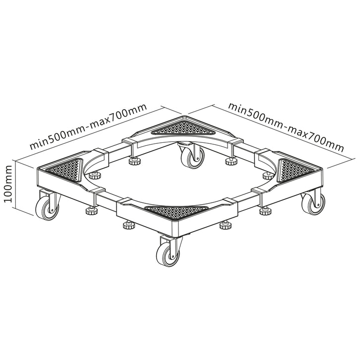 Suporte móvel para máquina de lavar roupa Maclean, com rodas de bloqueio, 500-700 mm de largura, universal, até 200 kg, MC-118 B
