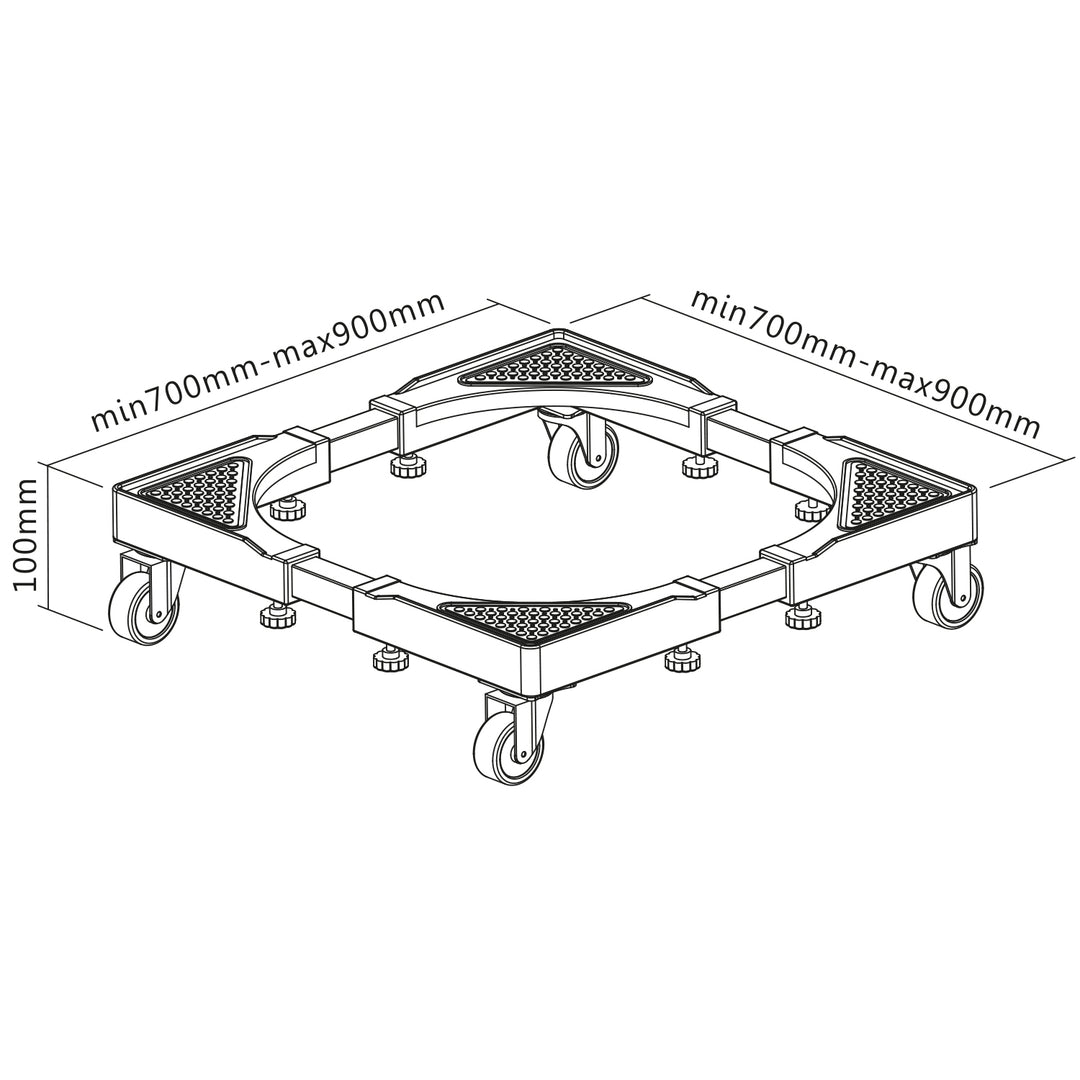 Suporte móvel para máquina de lavar roupa Maclean, com rodas de bloqueio, 700-900 mm de largura, universal, até 200 kg, MC-119 B