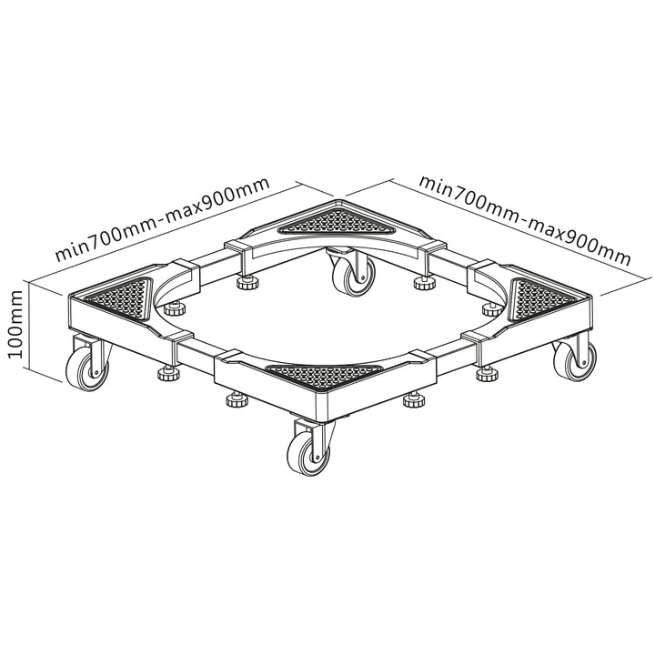 Suporte móvel para máquina de lavar roupa Maclean, com rodas de bloqueio, 700-900 mm de largura, universal, até 200 kg, MC-119 B