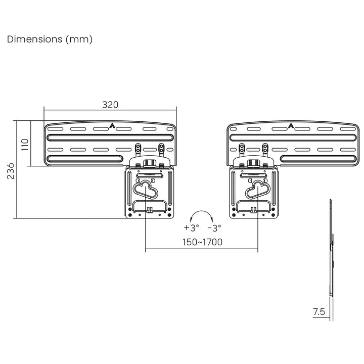 Suporte de TV Maclean, compatível com TVs Samsung QLED, 43"-85", máx. 60 kg, MC-806 N