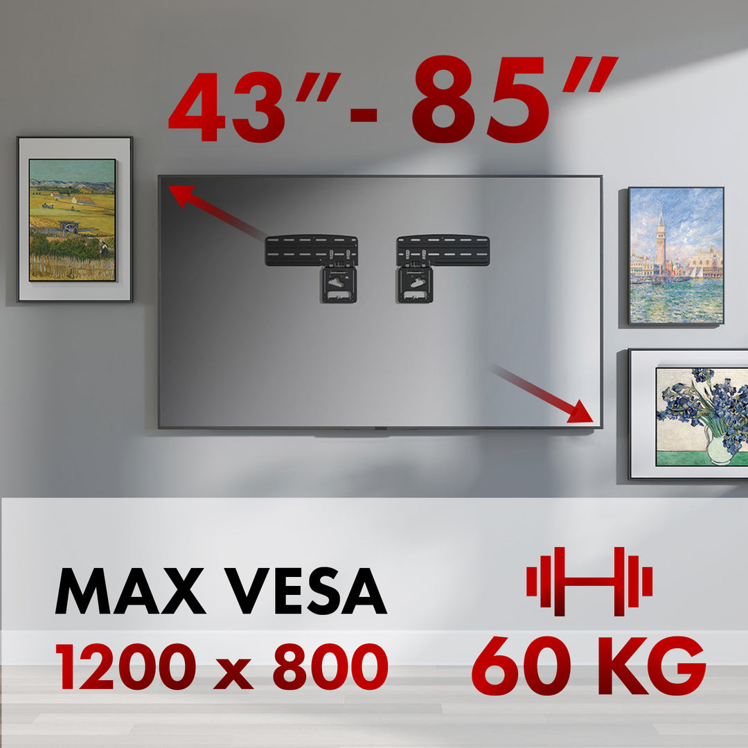 Suporte de TV Maclean, compatível com TVs Samsung QLED, 43"-85", máx. 60 kg, MC-806 N
