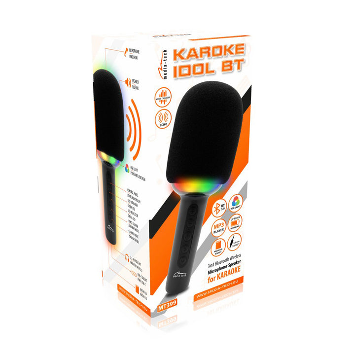 Microfone de karaoke Media-Tech MT399 com coluna Bluetooth KARAOKE IDOL BT