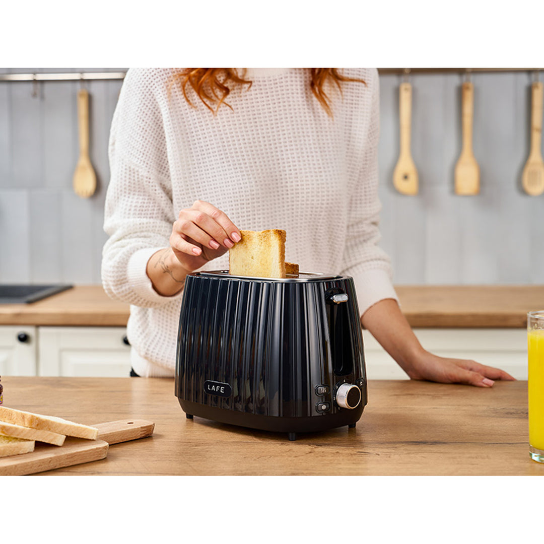 Tostadora Lafe, control de tostado en 7 niveles, 1080W máx., negra, Moderna