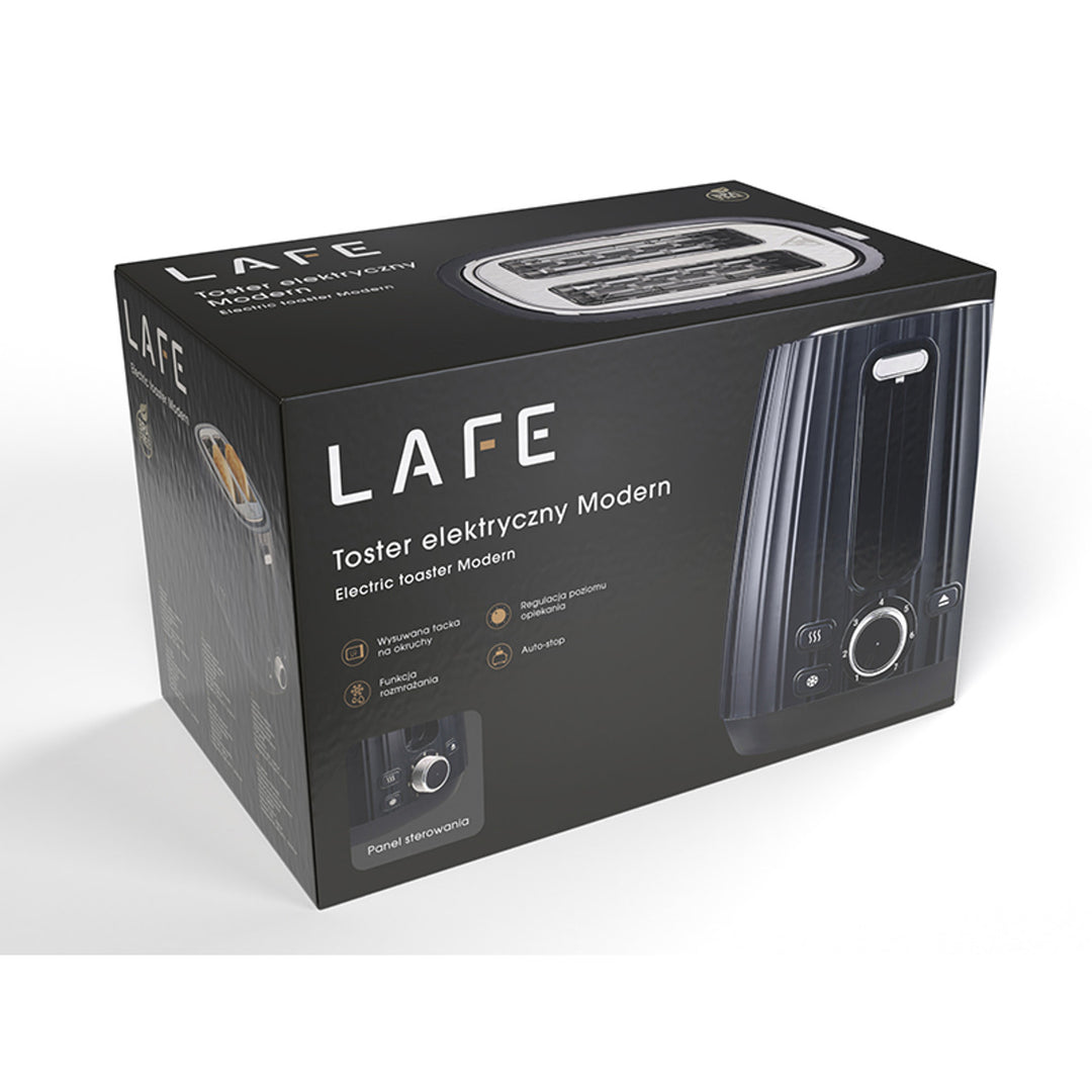 Tostadora Lafe, control de tostado en 7 niveles, 1080W máx., negra, Moderna