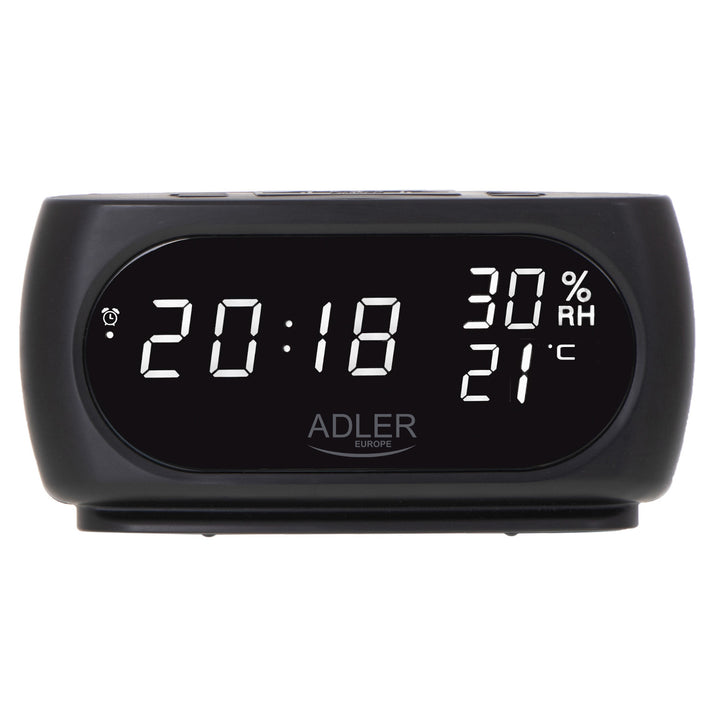 Relógio Adler, Despertador, Medidor de Temperatura e Humidade, Display LED, Preto, AD 1186
