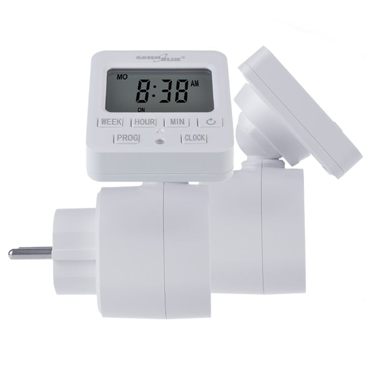Interruptor de Tempo Digital GreenBlue - Temporizador, Carga Máxima 16A, IP20, GB605 E, 2 Peças