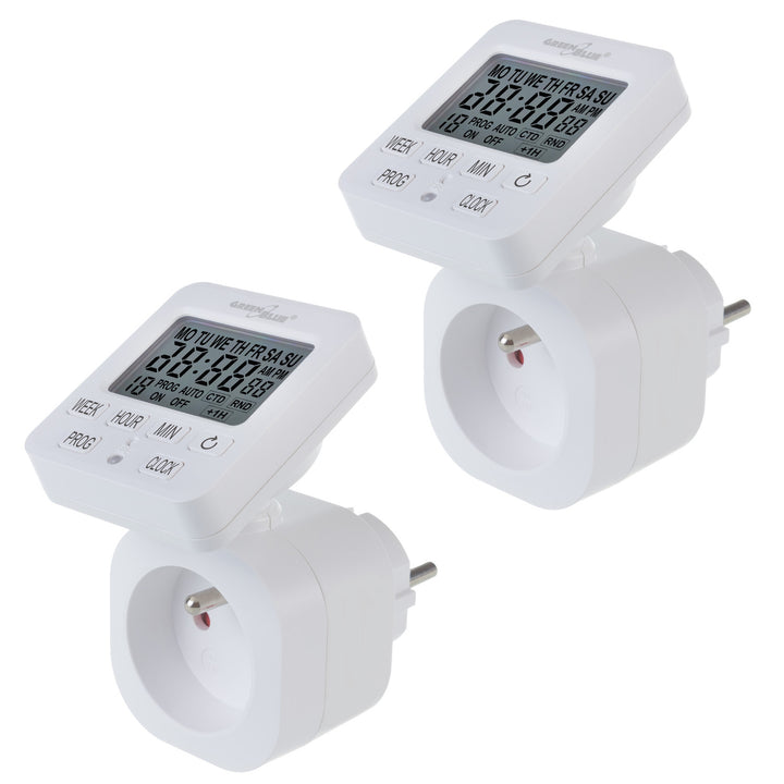 Interruptor de Tempo Digital GreenBlue - Temporizador, Carga Máxima 16A, IP20, GB605 E, 2 Peças
