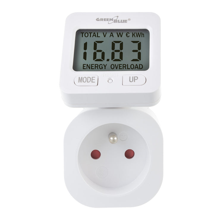 Contador de Energia GreenBlue GB615 E, Wattímetro, 16 A, Máx. 3680 W, Submemória, 2 Peças