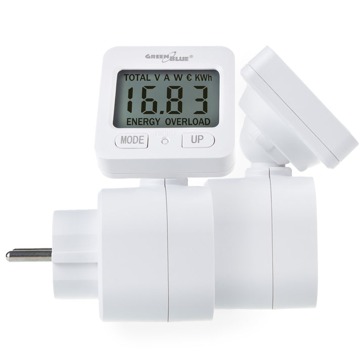 Contador de Energia GreenBlue GB615 E, Wattímetro, 16 A, Máx. 3680 W, Submemória, 2 Peças
