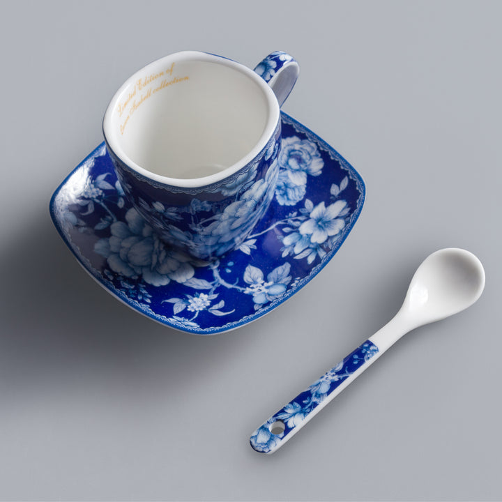 Queen Isabell Elegante juego de tazas clásicas con plato y cucharita, Capacidad: 80 ml