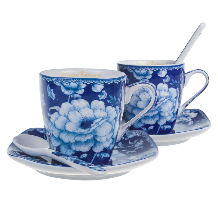 Queen Isabell Elegante juego de tazas clásicas con plato y cucharita, Capacidad: 80 ml