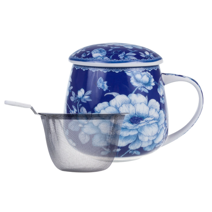 Queen Isabell Elegante taza de porcelana para infusiones, Taza de porcelana con filtro, 450 ml