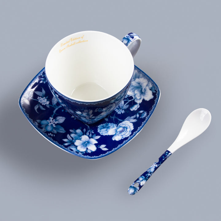 Queen Isabell Elegante juego de tazas clásicas de porcelana, Tazas con plato y cucharita, Capacidad: 250 ml