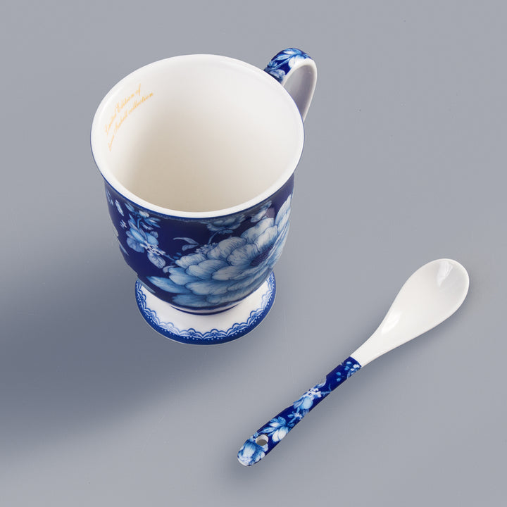 Queen Isabell Elegante juego de tazas clásicas de porcelana, Taza con cucharita, Capacidad: 250 ml