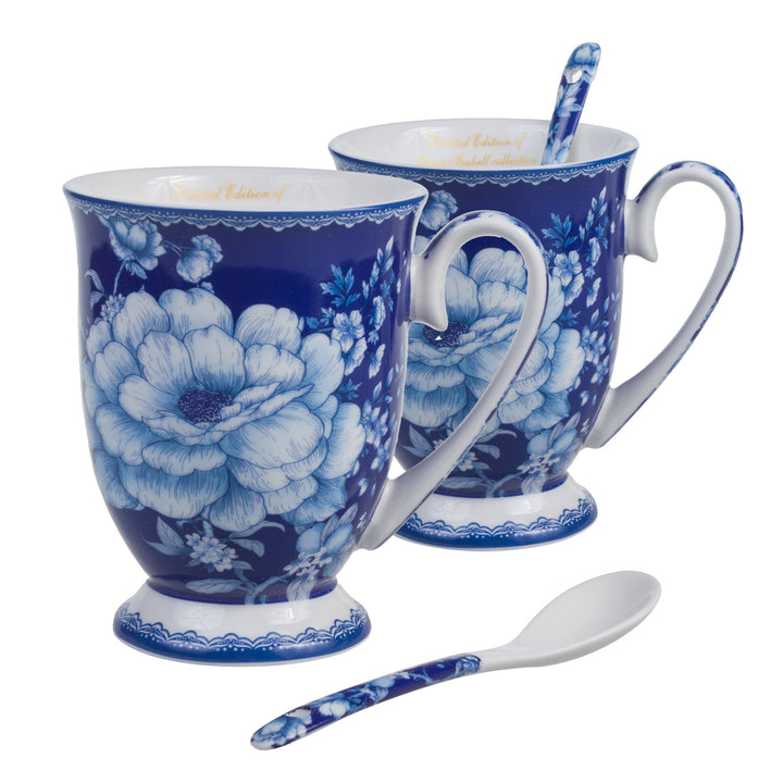 Queen Isabell Elegante juego de tazas clásicas de porcelana, Taza con cucharita, Capacidad: 250 ml