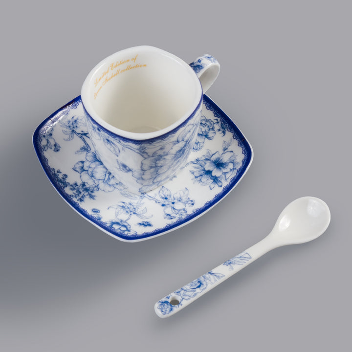 Queen Isabell Elegante juego de tazas clásicas con plato y cucharita, Capacidad: 80 ml