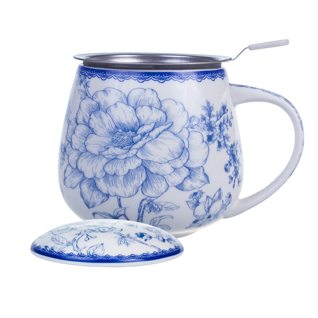 Queen Isabell Elegante taza de porcelana para infusiones, Taza de porcelana con filtro