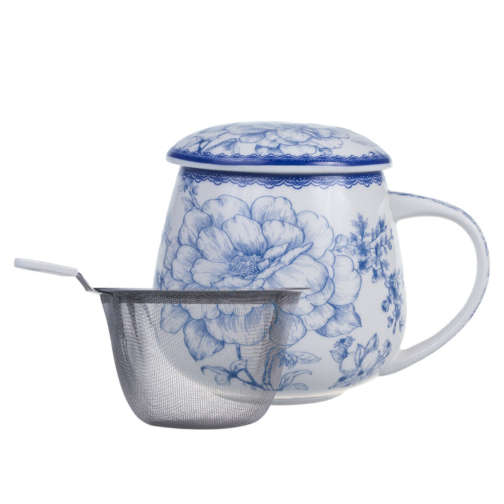 Queen Isabell Elegante taza de porcelana para infusiones, Taza de porcelana con filtro