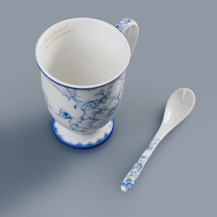 Queen Isabell Elegante juego de tazas clásicas de porcelana con cucharita, Capacidad: 250 ml