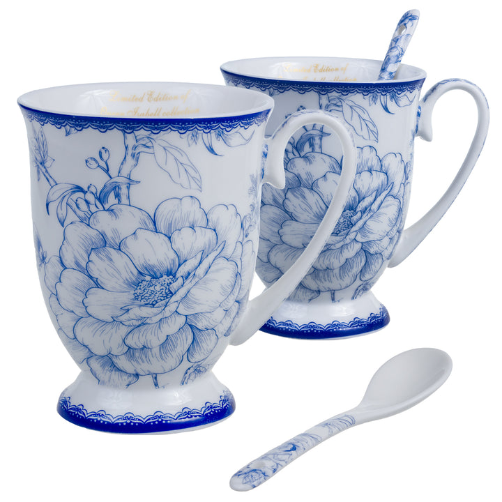 Queen Isabell Elegante juego de tazas clásicas de porcelana con cucharita, Capacidad: 250 ml