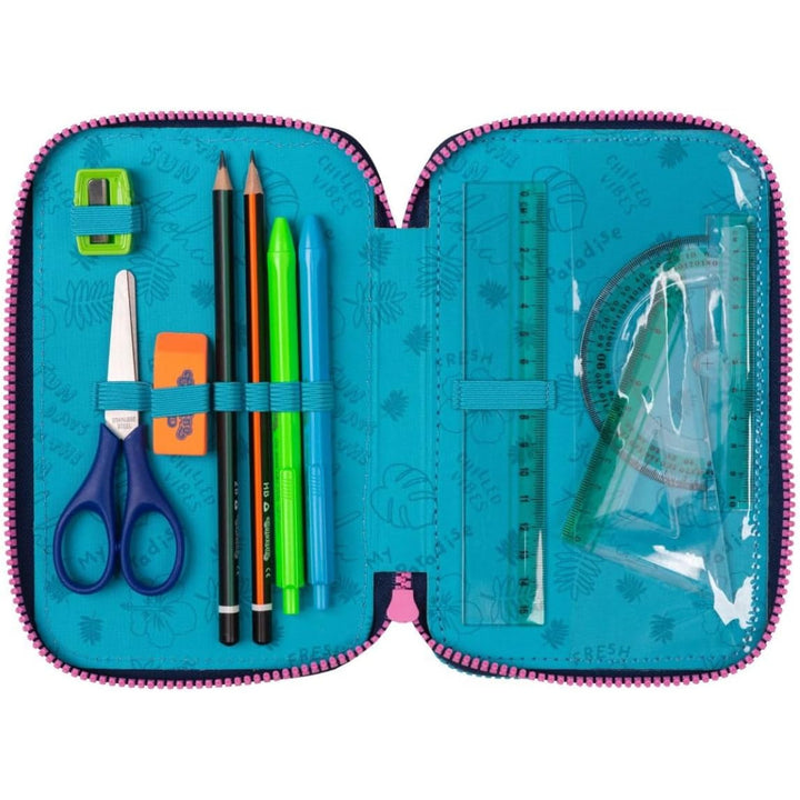 Estuche CoolPack de tres compartimentos con accesorios JUMPER 3 STITCH