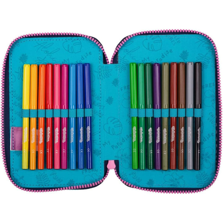 Estuche CoolPack de tres compartimentos con accesorios JUMPER 3 STITCH